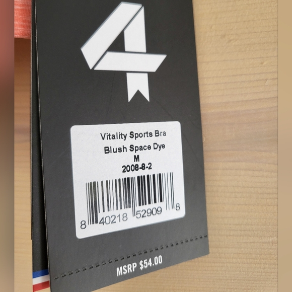 NWT FourLaps Vitality Sports Bra Peach Blush Space Dye size M - Picture 7 of 7